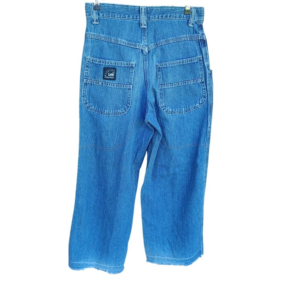 Vintage Lee Riveted Dungarees Carpenter Jeans Raw Hem High Rise Petite 5 Y2K - Picture 3 of 8